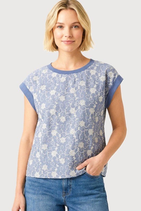 Floral Embroidered Top - 2 Colors! - The Nines
