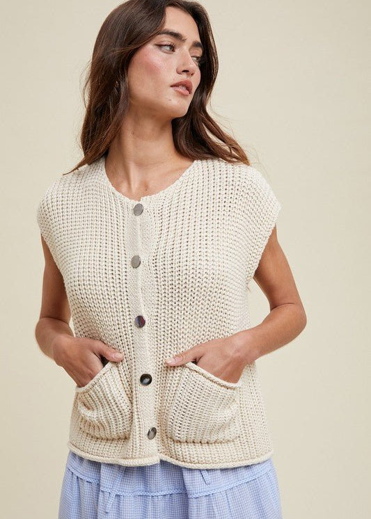 Button Up Vest Top - 2 colors! - The Nines