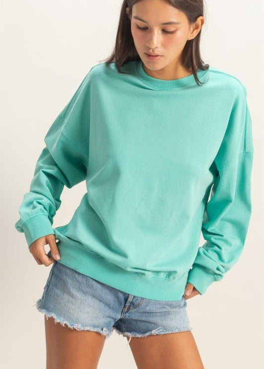 Teagan Turquoise Crew Neck Sweatshirt - The Nines