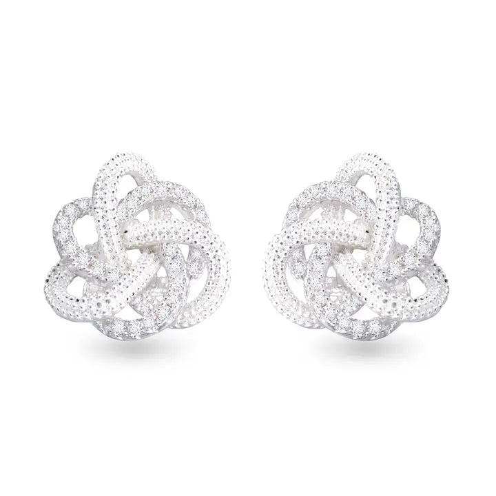 Twisted Knot Earrings - Silver - The Nines
