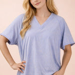 Back Shirred Mineral Wash V - neck Tee - 4 Colors! - The Nines