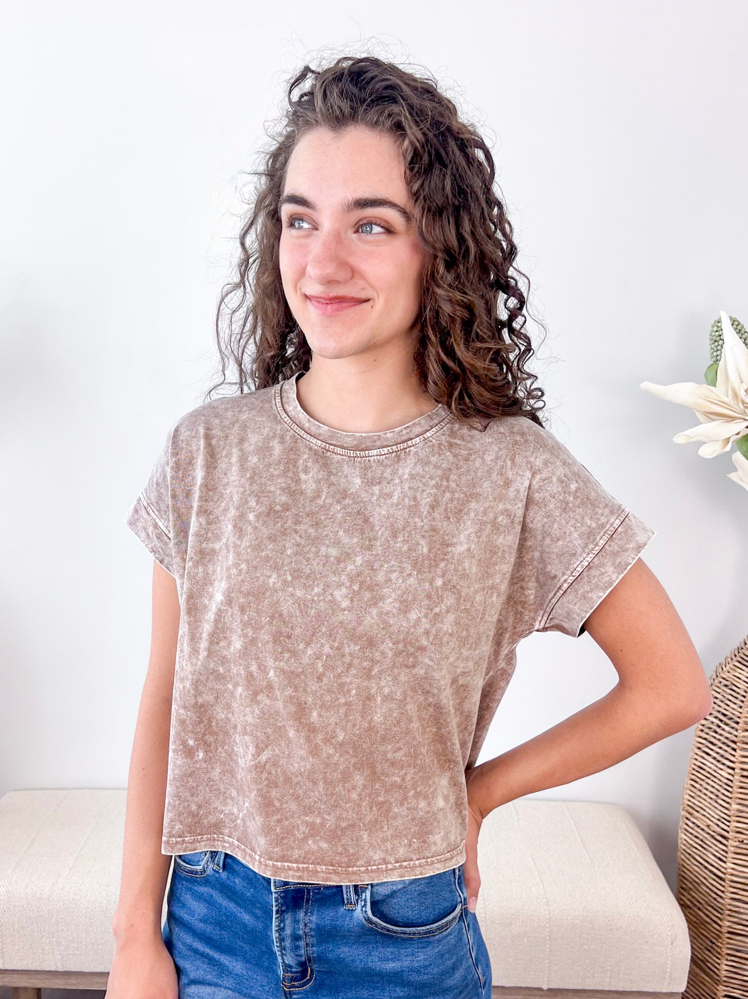 Washed Short Sleeve Boxy Tee - The Nines