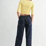 MICA High Rise Wide Leg Elastic Tie Waist Lyocell Jean - The Nines