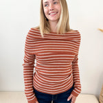 Brigitte Striped Foldover Knit Top - The Nines