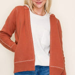 Stitched Sweater Jacket with Detachable Hood - 2 Colors! - The Nines