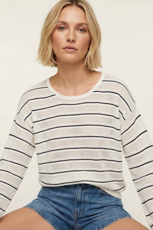 Aubrey Open Weave Long Sleeve Top - 3 Colors! - The Nines