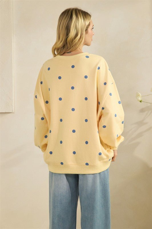 Yellow & Blue Polka Dot Sweatshirt - The Nines