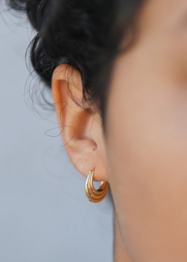 Triple Arch Gold Hoop Earrings - The Nines