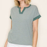 Ivory & Green Striped Short Sleeve - The Nines
