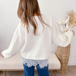 Cable Knit Lace Mixed Hem Sweater - The Nines