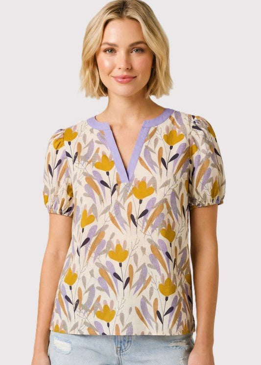 Lavender & Camel Poplin Top - The Nines