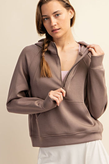 Scuba Hooded Quarter Zip Thumbhole Pullovers - 3 Colors!