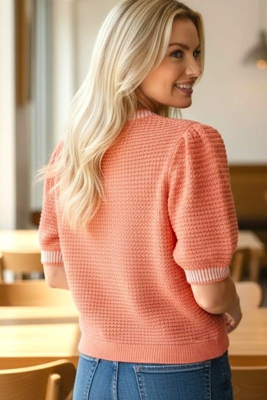 April Short Sleeve Sweater Top - 2 Color! - The Nines