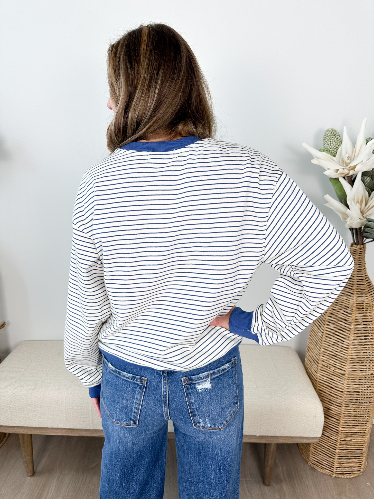 Long Sleeve Striped Sweatshirt - The Nines