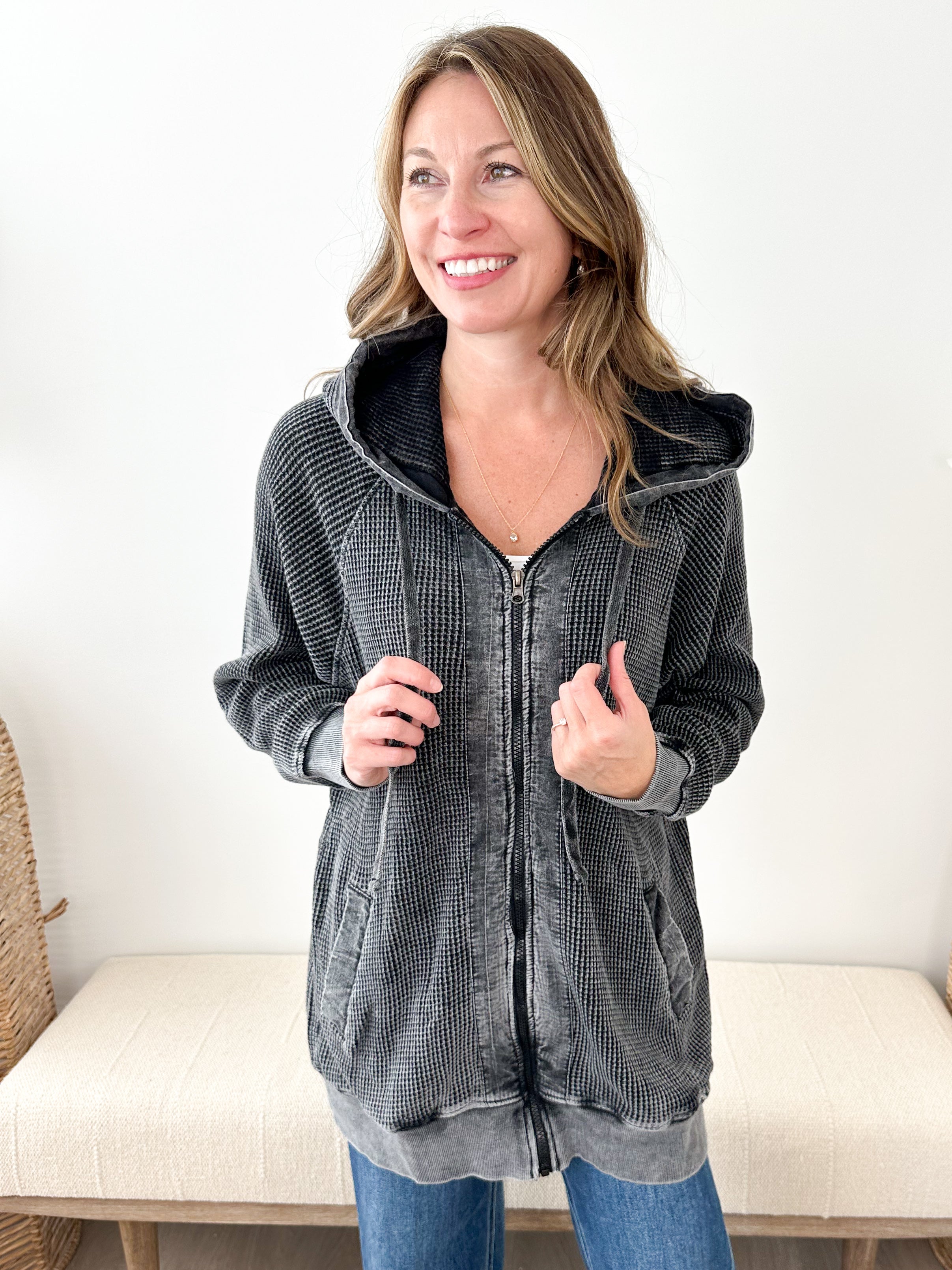 Oversized Mineral Wash Zip Hoodies - 3 colors!