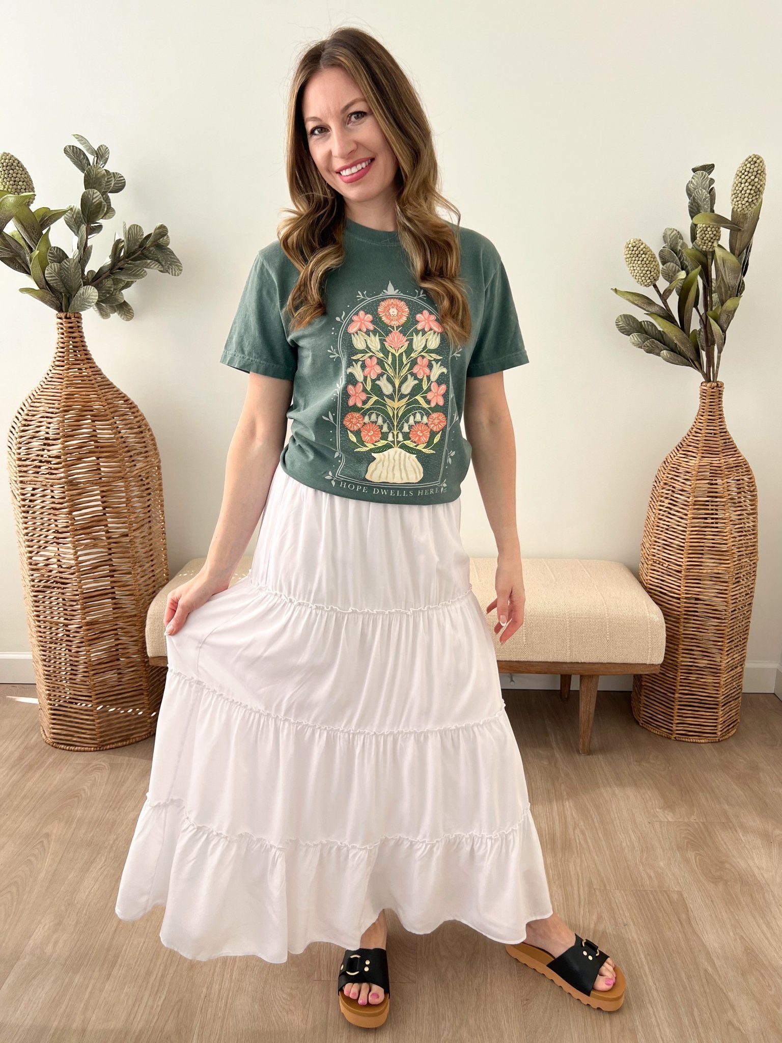 "Hope Dwells Here" Floral Tee - The Nines