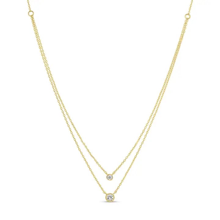 Double Layer Appeal Framed Cz Necklace - The Nines