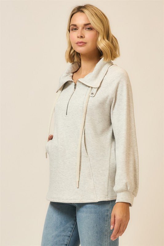 Light Heather Gray Cozy Sweatshirt Top - The Nines