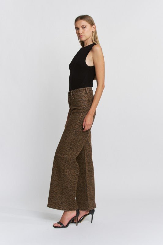 Mica Leopard Wide Leg Jean - The Nines