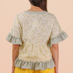 Lemon Floral Ruffle Hem Top - The Nines