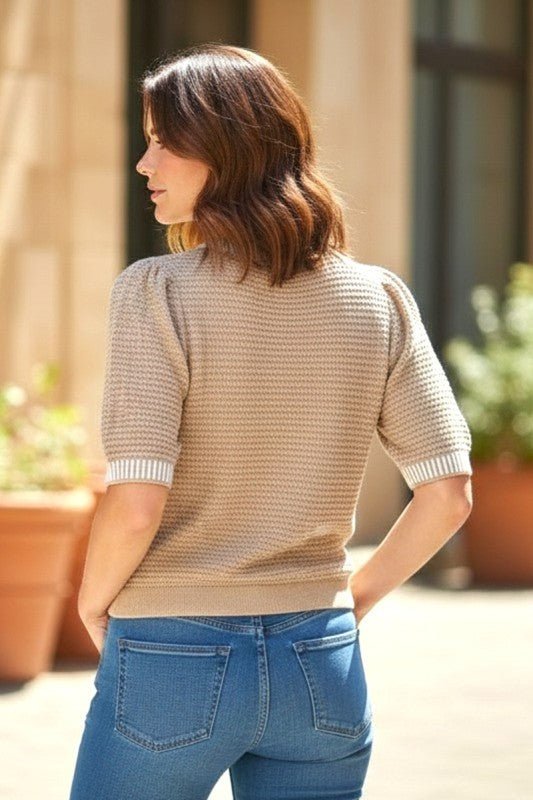 April Short Sleeve Sweater Top - 2 Color! - The Nines
