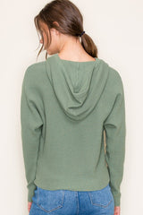 Olive Waffle Dolman Hoodie - FINAL SALE