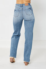 Judy Blue Distressed Knee Straight Jeans