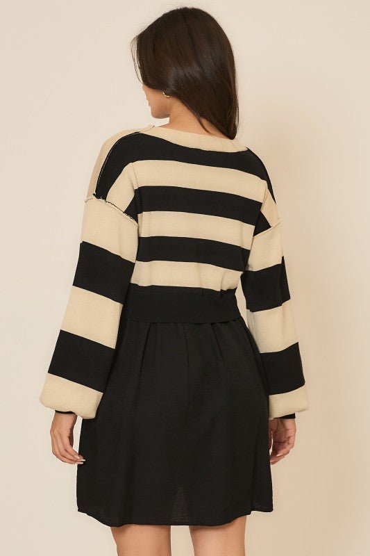 Contrast Sweater Dress - The Nines