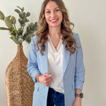 Blue & White Cinched Blazer - The Nines