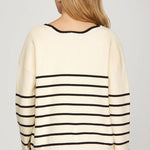 Cream & Black Striped Bow Top - The Nines