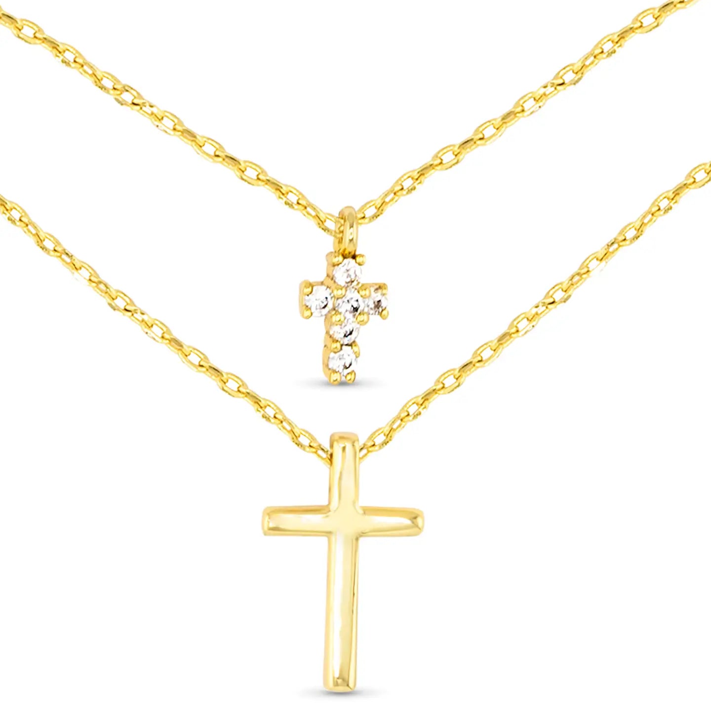 Double Cross Necklace - Gold - The Nines