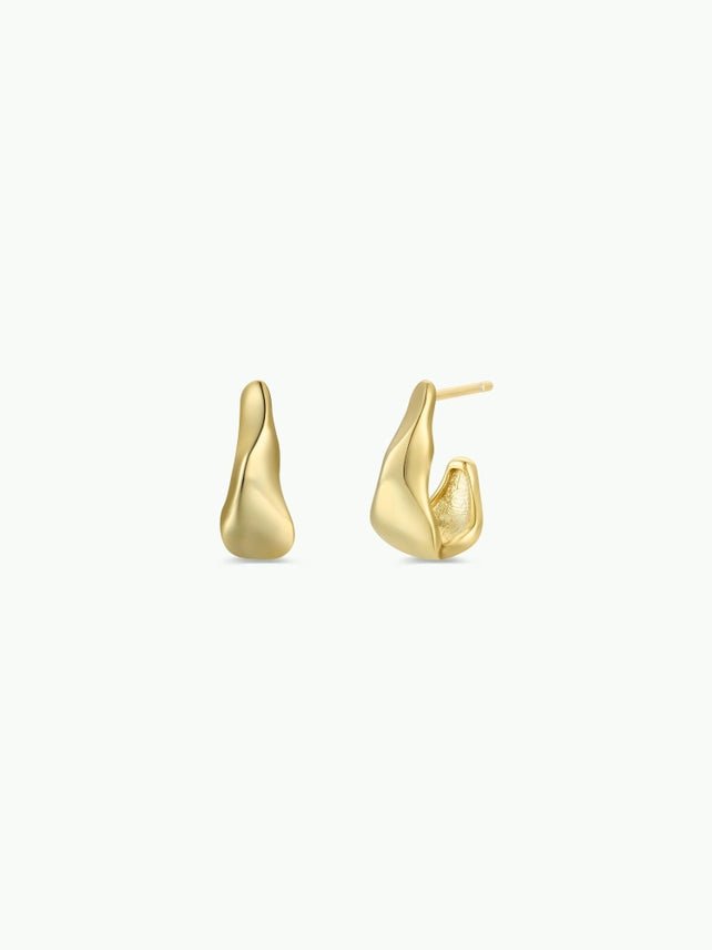 Small Ripple Gold Hoop Earrings - The Nines