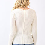 Cream Ribbed Lightweight Sweater Top - The Nines