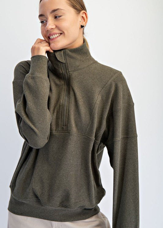 Rae Mode Brushed Quarter Zip Top - 3 Colors! - The Nines
