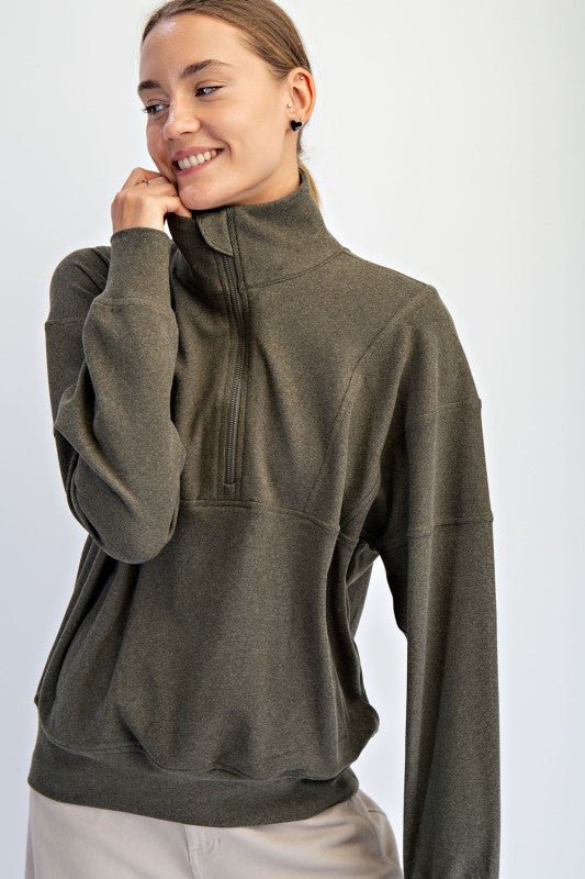Rae Mode Brushed Quarter Zip Top - 3 Colors! - The Nines