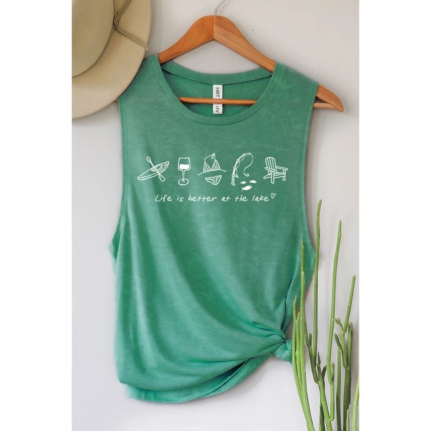 "Life Is Better at the Lake" Mineral Washed Tanks - The Nines