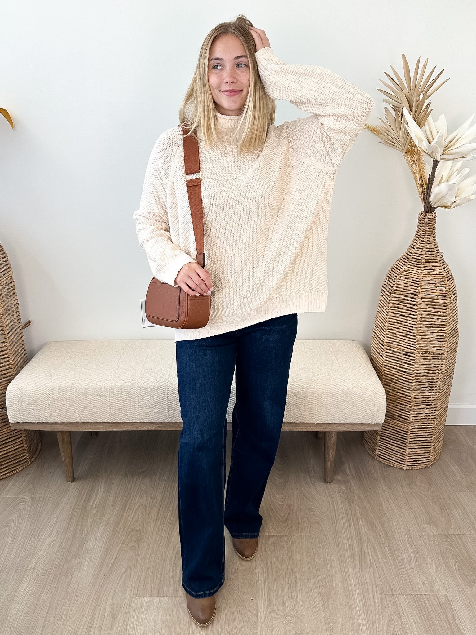Textured Loose Turtleneck Sweater - 2 colors! - The Nines