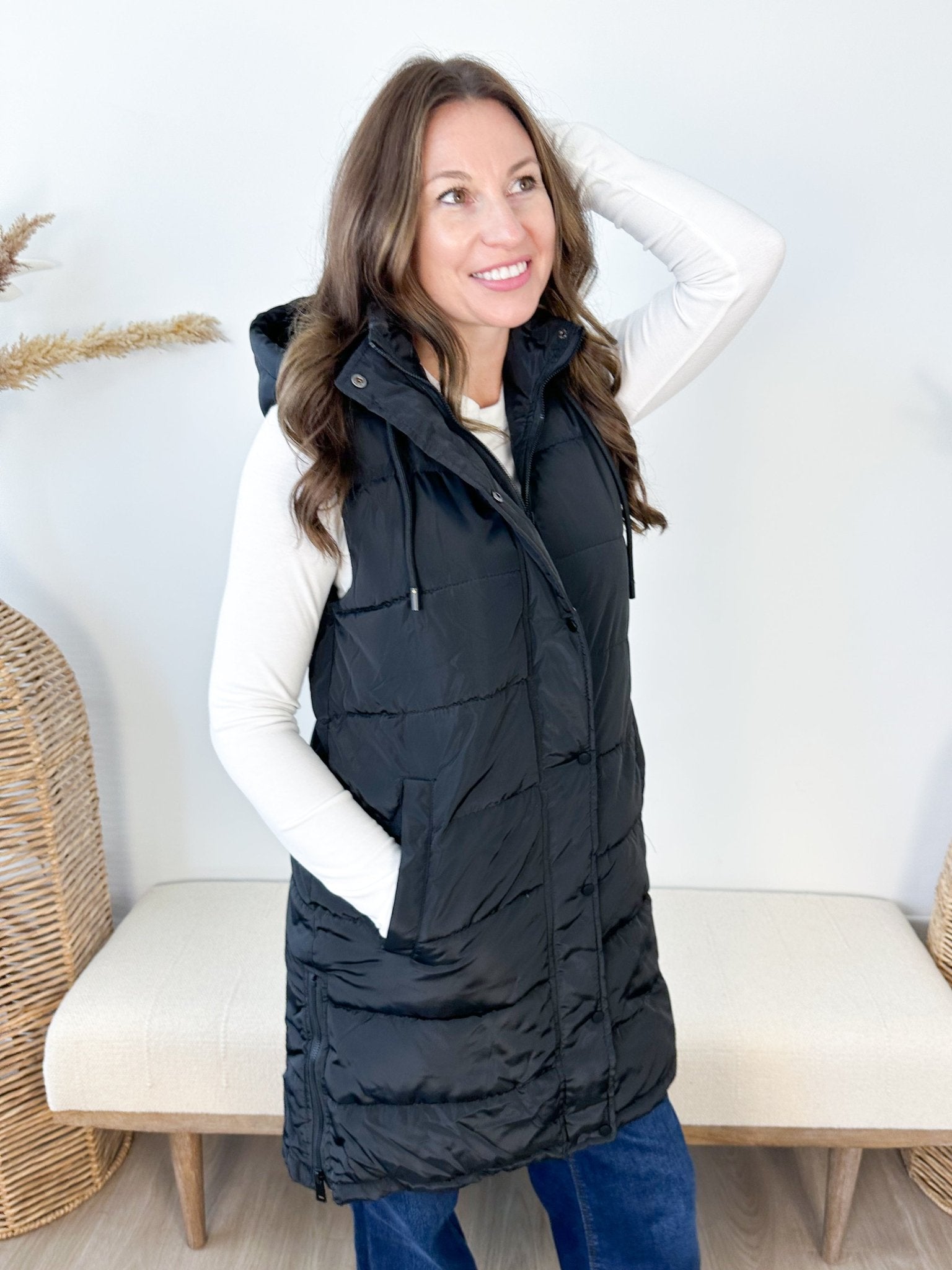 Long Side Zip Puffer Vest - The Nines
