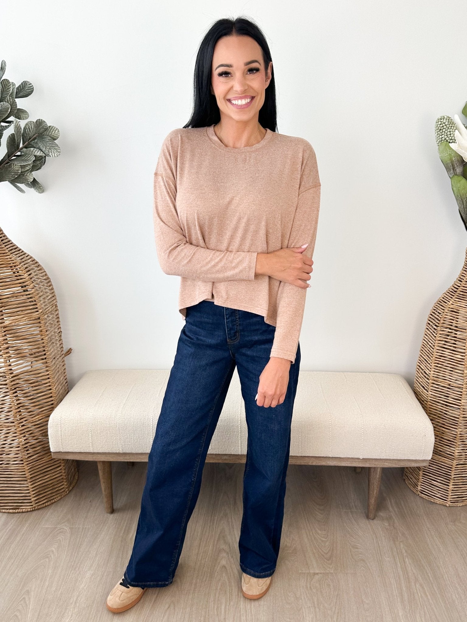 Brushed Hacci Long Sleeve Top - The Nines