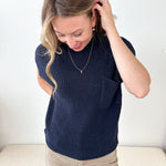 Pocket Detail Short Sleeve Sweater - The Nines