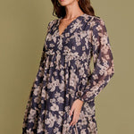 Taupe & Charcoal Floral Dress - The Nines