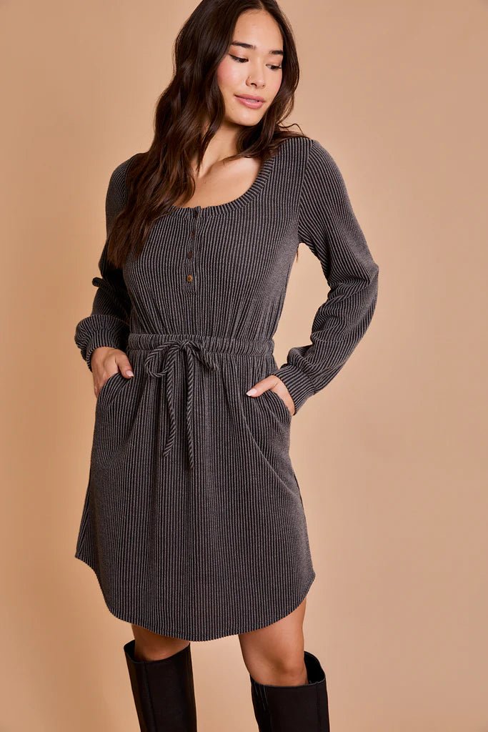 Be A Light Ribbed Pocket Dress - The Nines