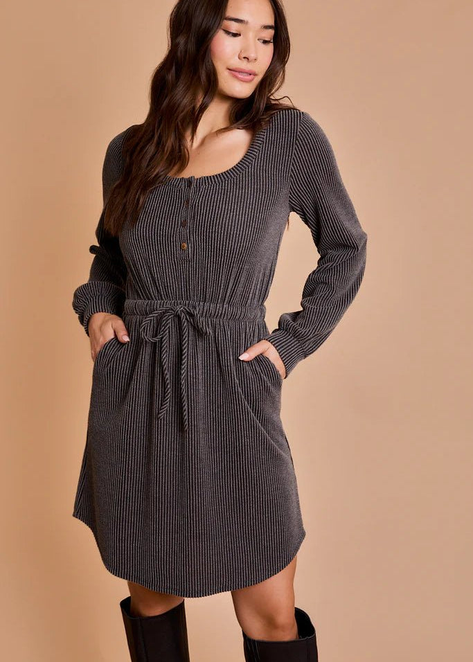 Be A Light Ribbed Pocket Dress - The Nines