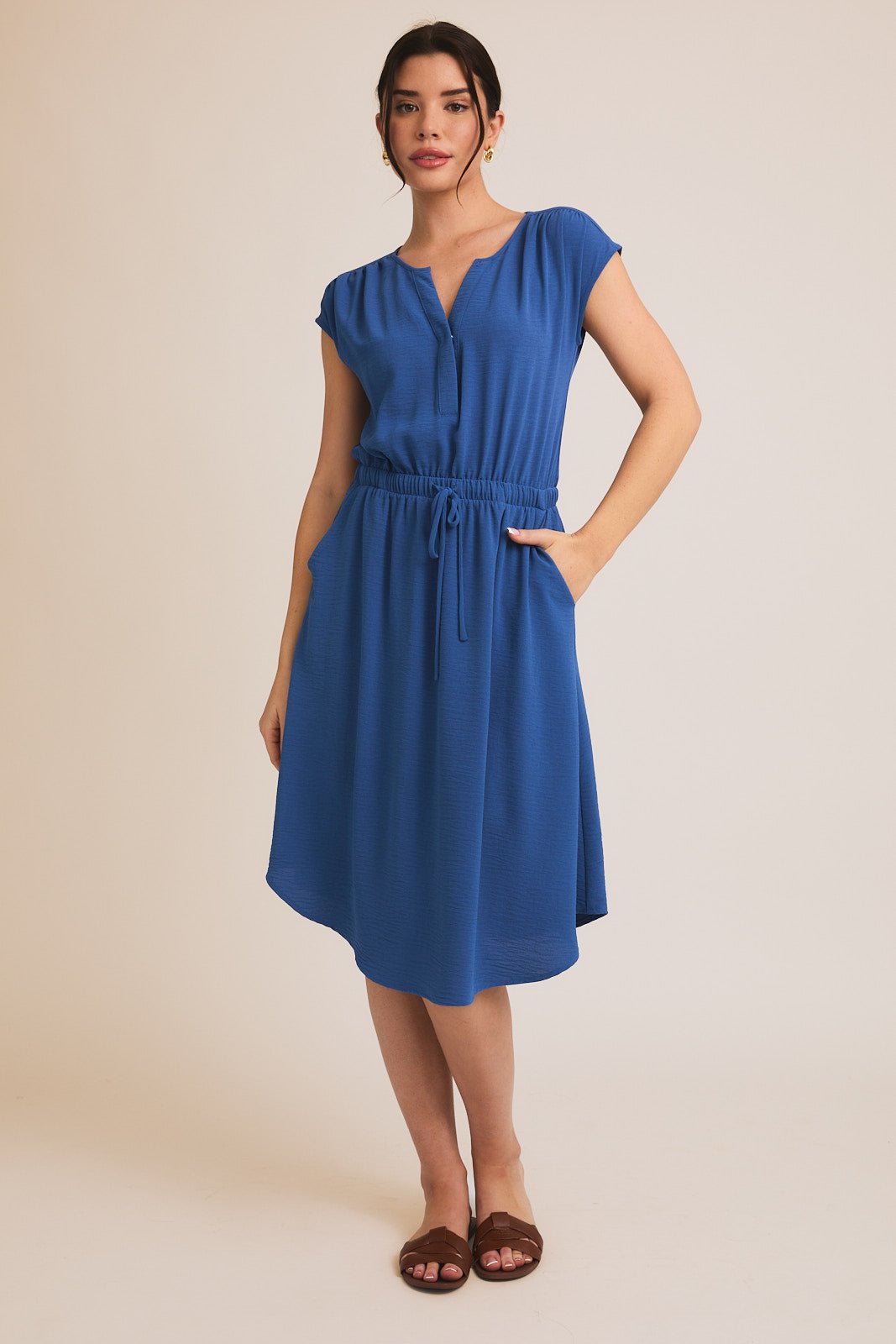 Beautiful in Blue Tie Waist Dress - FINAL SALE! - The Nines