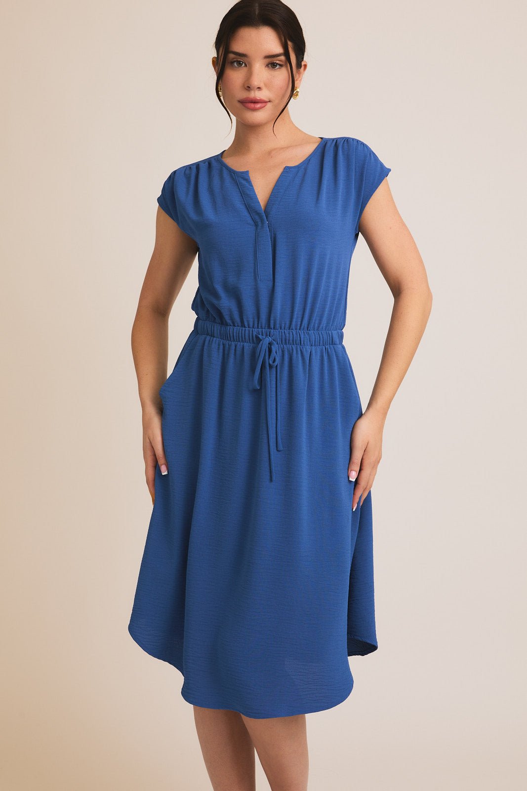 Beautiful in Blue Tie Waist Dress - FINAL SALE! - The Nines