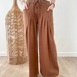 Brown French Terry Drawstring Pants - The Nines