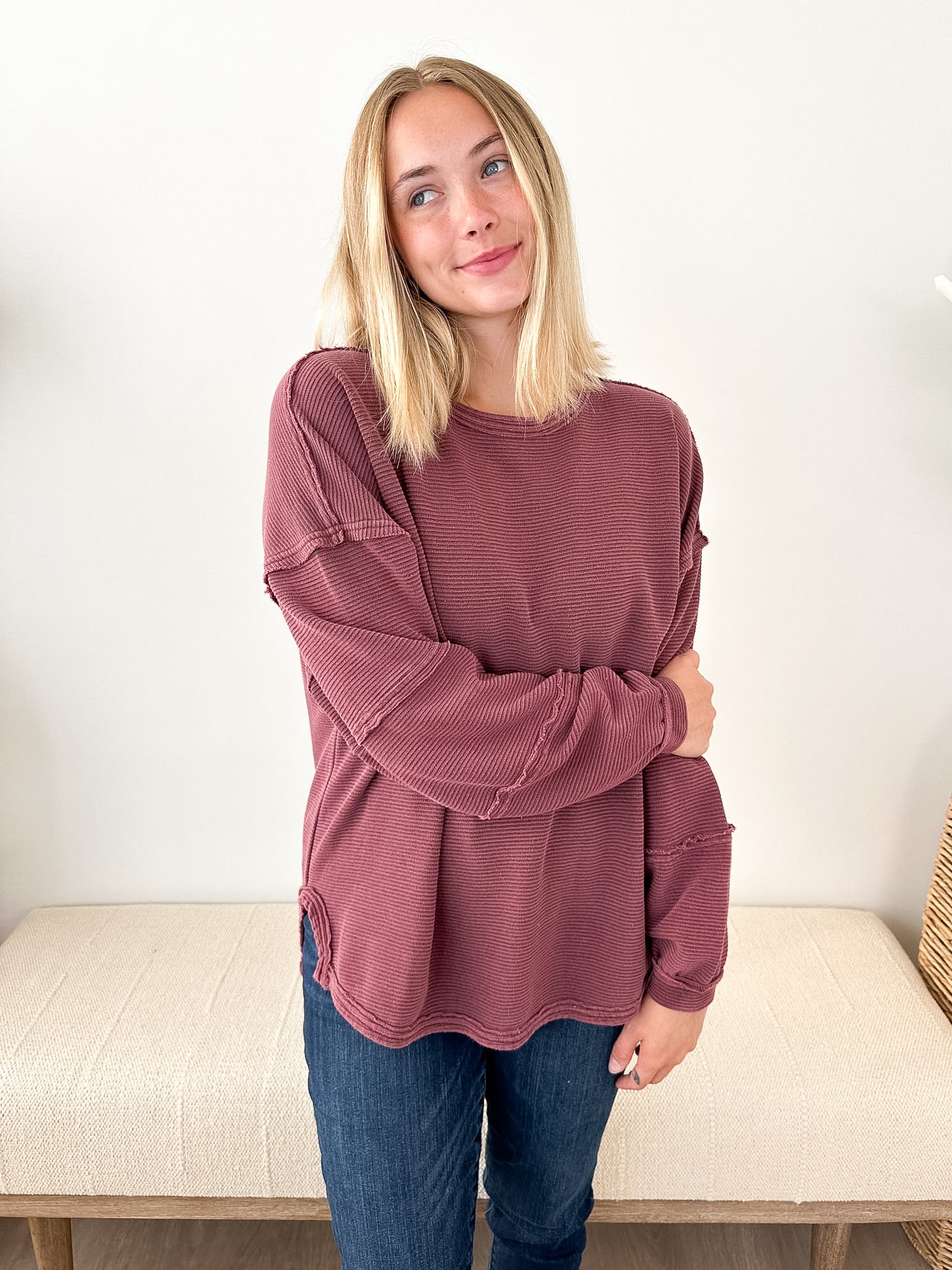 Exposed Seam Long Sleeve Top - The Nines