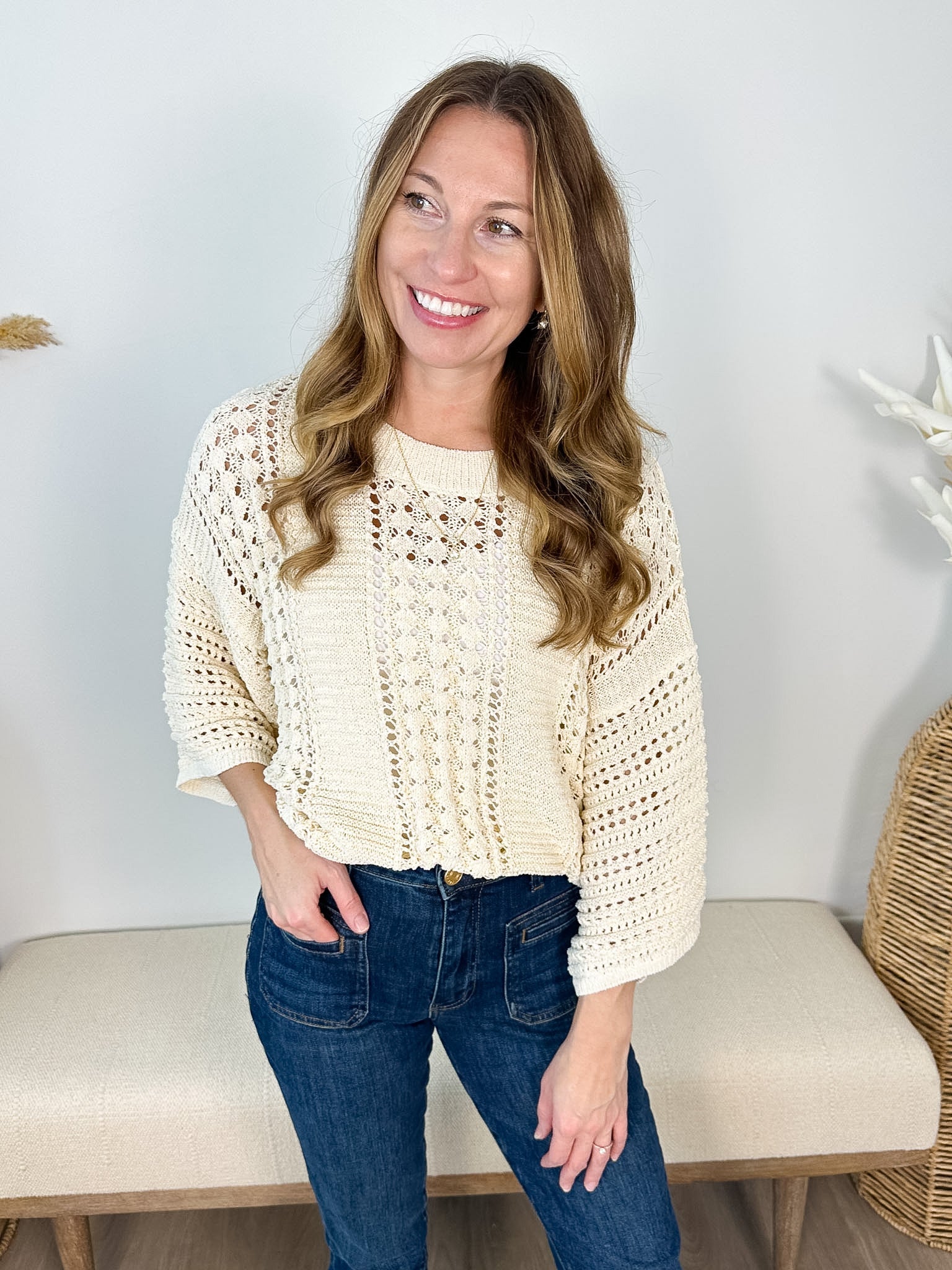 Shimmer Open Knit Sweater - The Nines