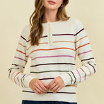 Addison Multicolor Striped Henley - The Nines