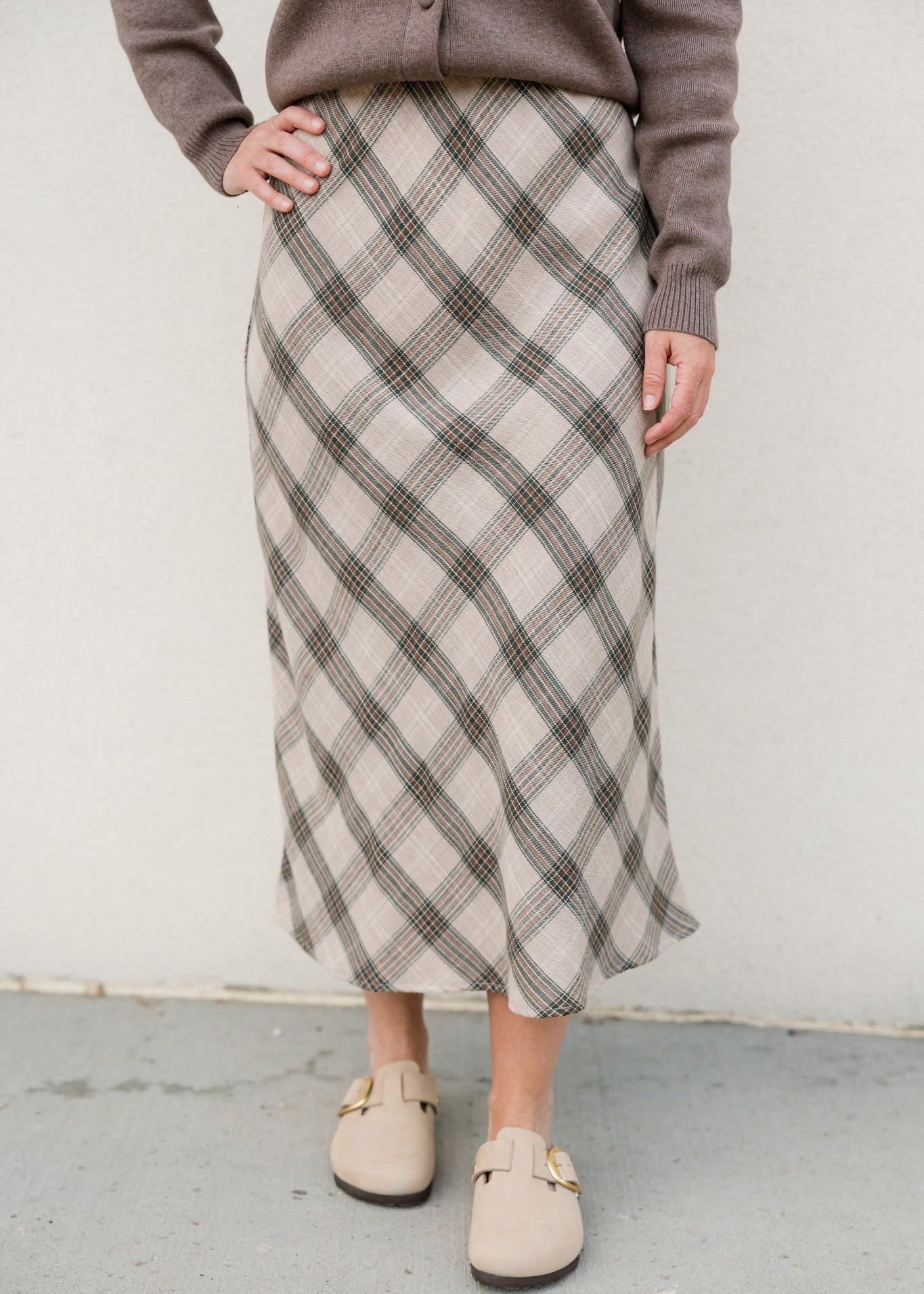 Plaid Midi Skirt - The Nines
